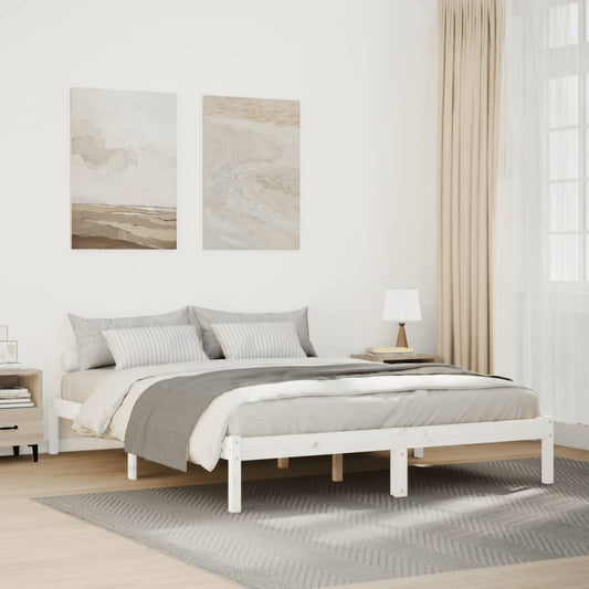Cama Extralarga Sin Colchón Madera Maciza Pino Blanca