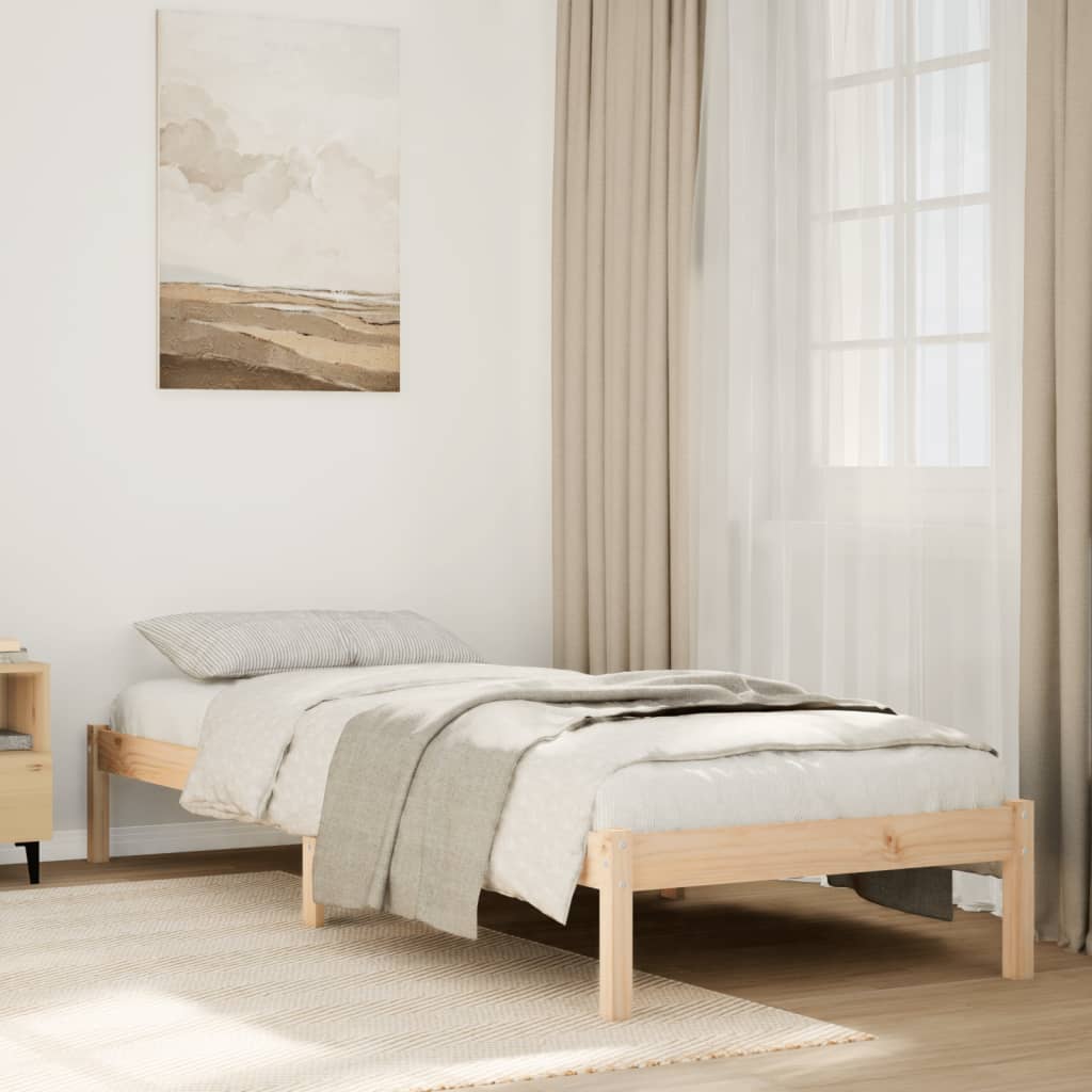 Cama Extralarga Sin Colchón Madera Maciza De Pino