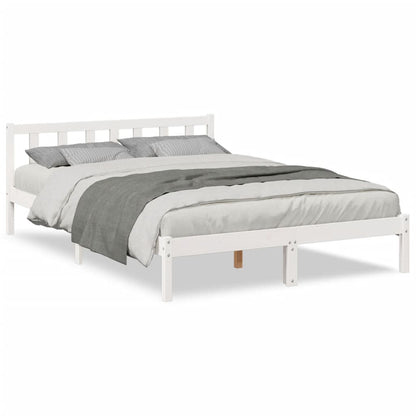 Cama Extralarga Sin Colchón Madera Maciza Pino Blanca 80X210 Cm