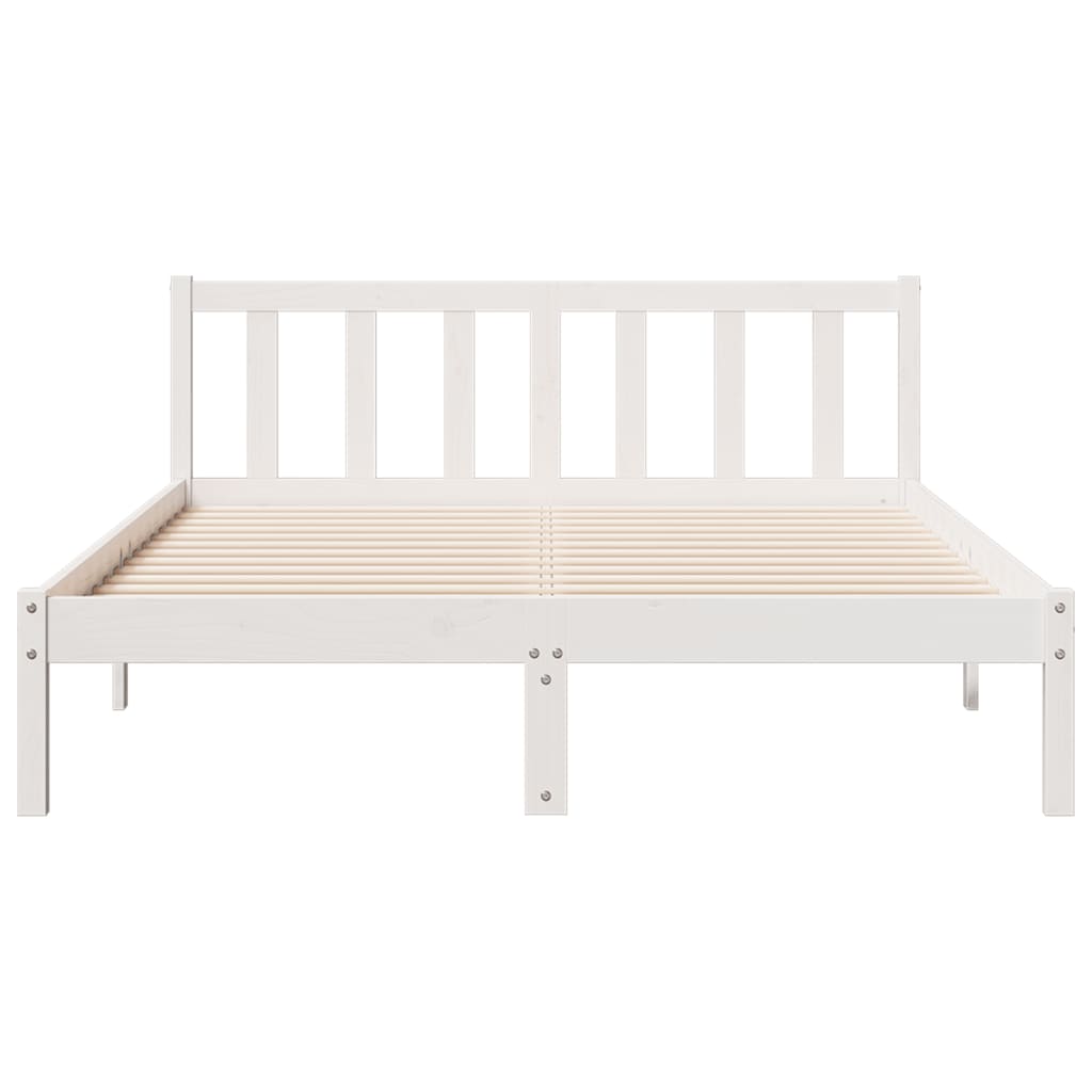 Cama Extralarga Sin Colchón Madera Maciza Pino Blanca 80X210 Cm