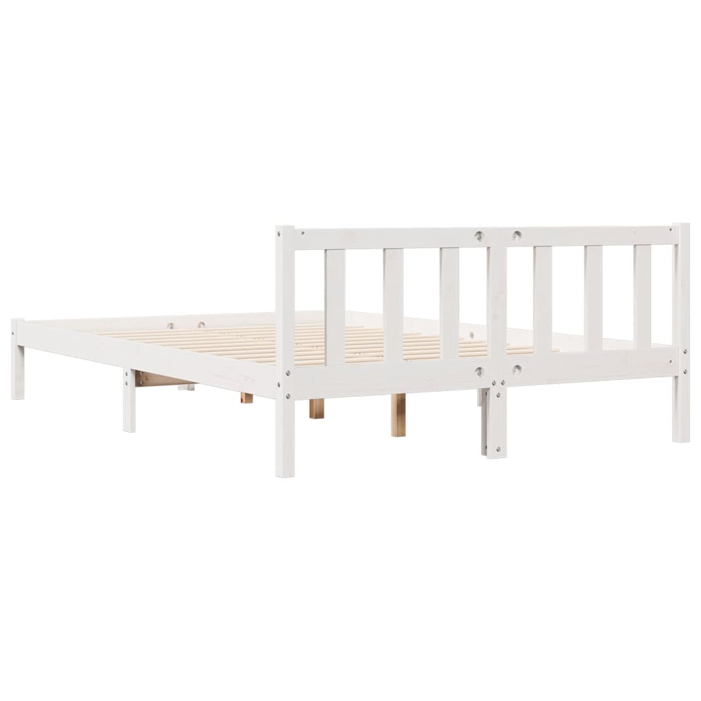 Cama Extralarga Sin Colchón Madera Maciza Pino Blanca 80X210 Cm