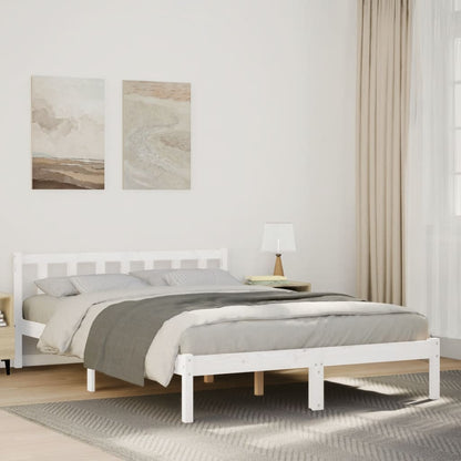 Cama Extralarga Sin Colchón Madera Maciza Pino Blanca 80X210 Cm