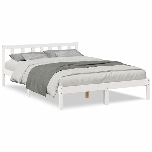 Cama Extralarga Sin Colchón Madera Maciza Pino Blanca 160X210Cm
