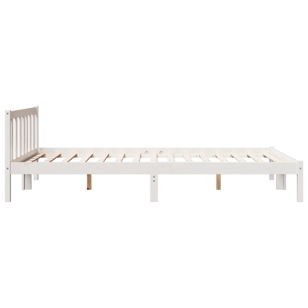 Cama Extralarga Sin Colchón Madera Maciza Pino Blanca 160X210Cm
