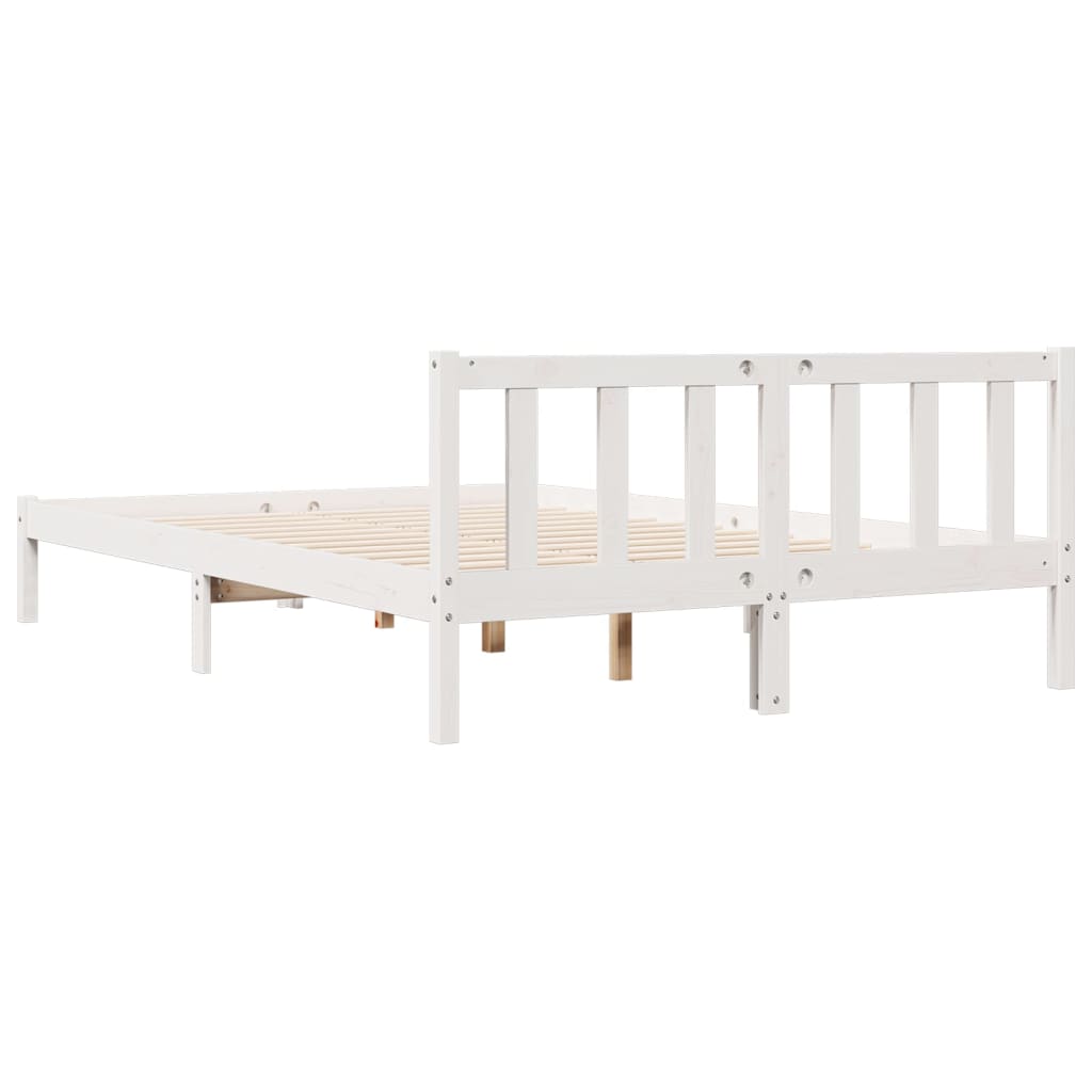 Cama Extralarga Sin Colchón Madera Maciza Pino Blanca 160X210Cm