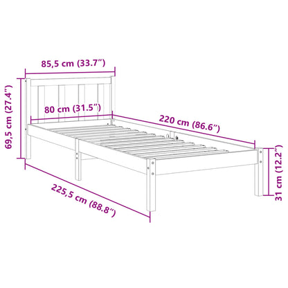 Cama Extralarga Sin Colchón Madera Maciza De Pino