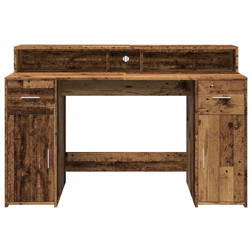 Escritorio Con Led Madera Ingeniería Envejecida