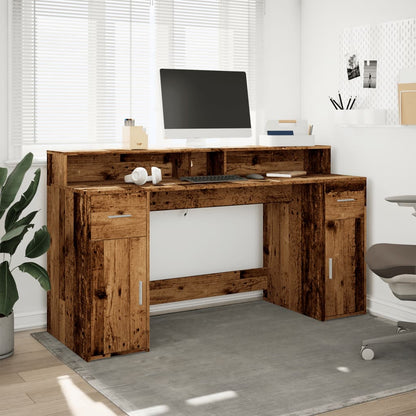 Escritorio Con Led Madera Ingeniería Envejecida
