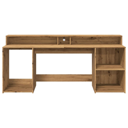 Escritorio Con Led Madera Ingeniería Roble Artisian 200X55X91Cm