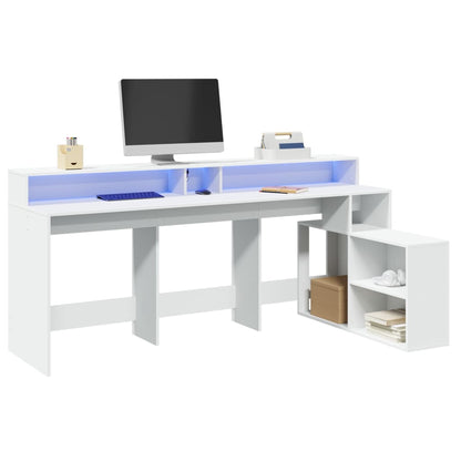 Escritorio Con Led Madera Ingeniería Envejecida 200X104X91 Cm