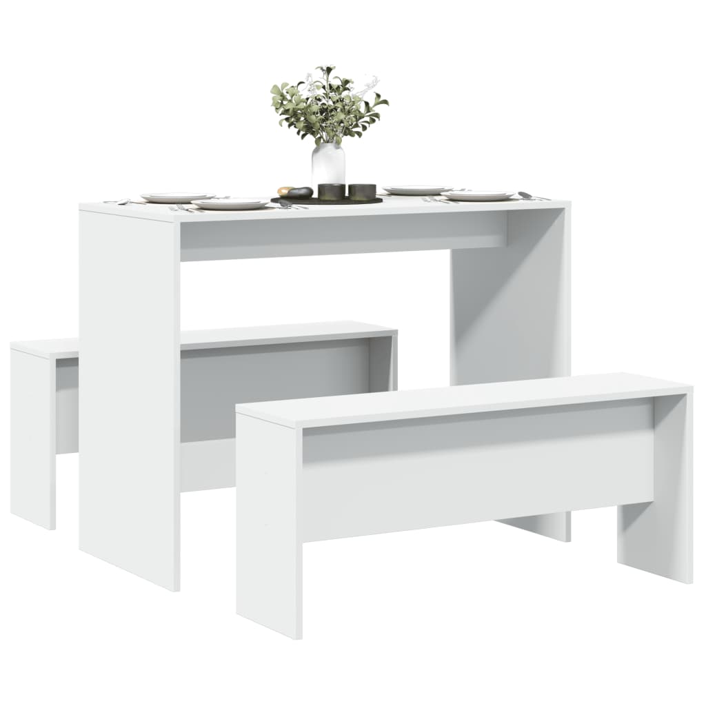 Mesa Y Bancos De Comedor 3 Pzas Madera Ingeniería