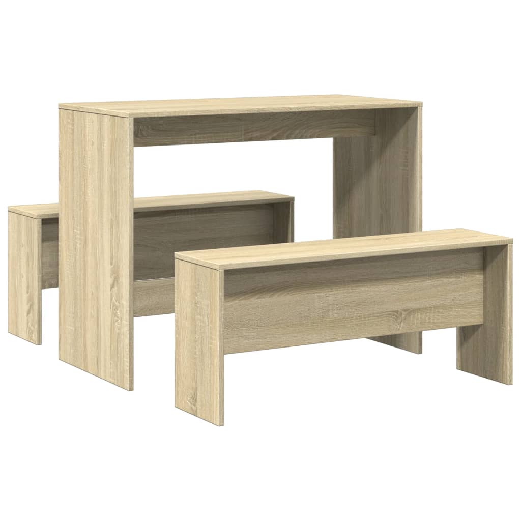 Mesa Y Bancos De Comedor 3 Pzas Madera Ingeniería