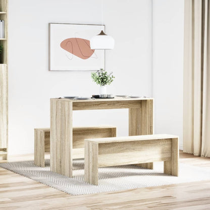 Mesa Y Bancos De Comedor 3 Pzas Madera Ingeniería
