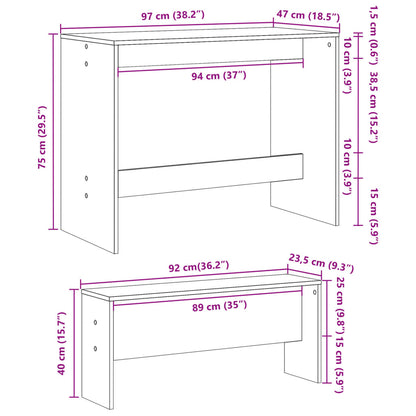 Mesa Y Bancos De Comedor 3 Pzas Madera Ingeniería