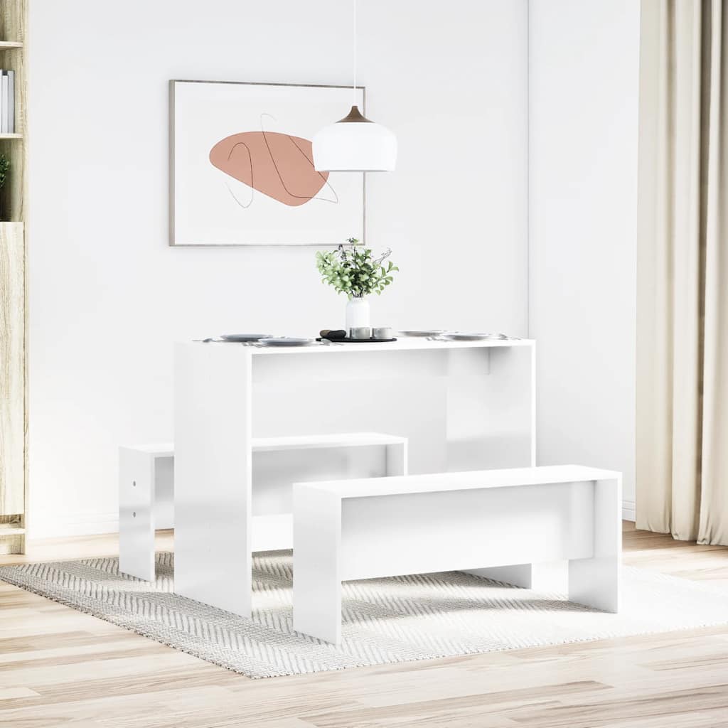 Mesa Y Bancos De Comedor 3 Pzas Madera Ingeniería