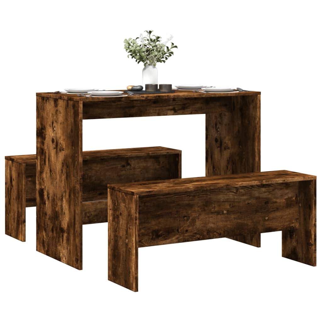 Mesa Y Bancos De Comedor 3 Pzas Madera Ingeniería