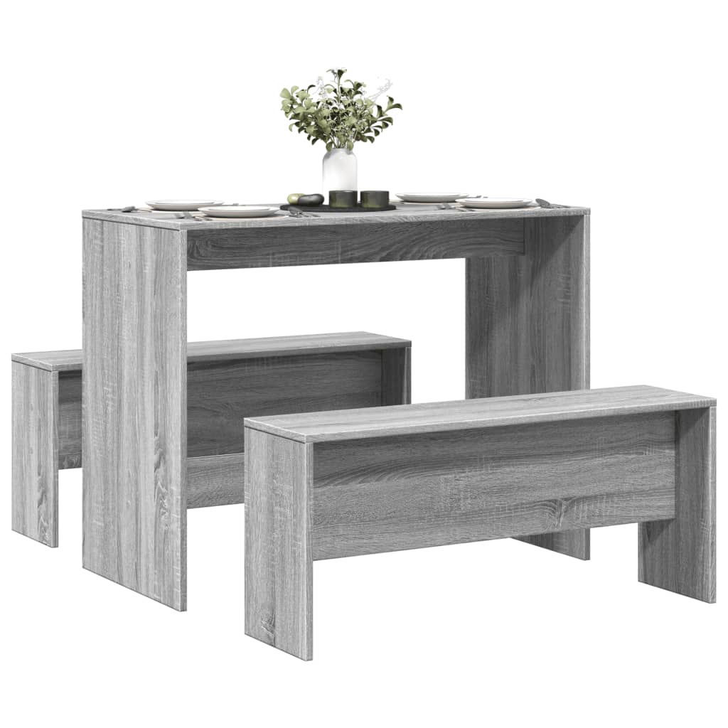 Mesa Y Bancos De Comedor 3 Pzas Madera Ingeniería