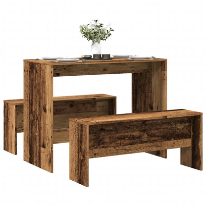 Mesa Y Bancos De Comedor 3 Pzas Madera Ingeniería
