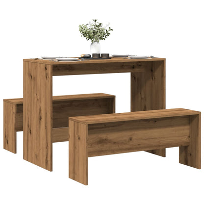 Mesa Y Bancos De Comedor 3 Pzas Madera Ingeniería