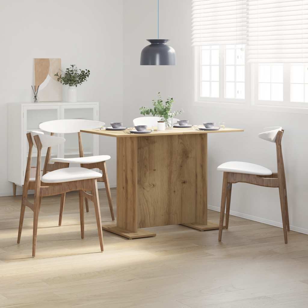 Mesa De Comedor Madera Contrachapada Blanco Roble 120X60X76 Cm