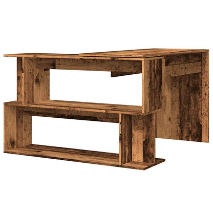 Escritorio De Esquina Madera Contrachapada Madera Envejecida