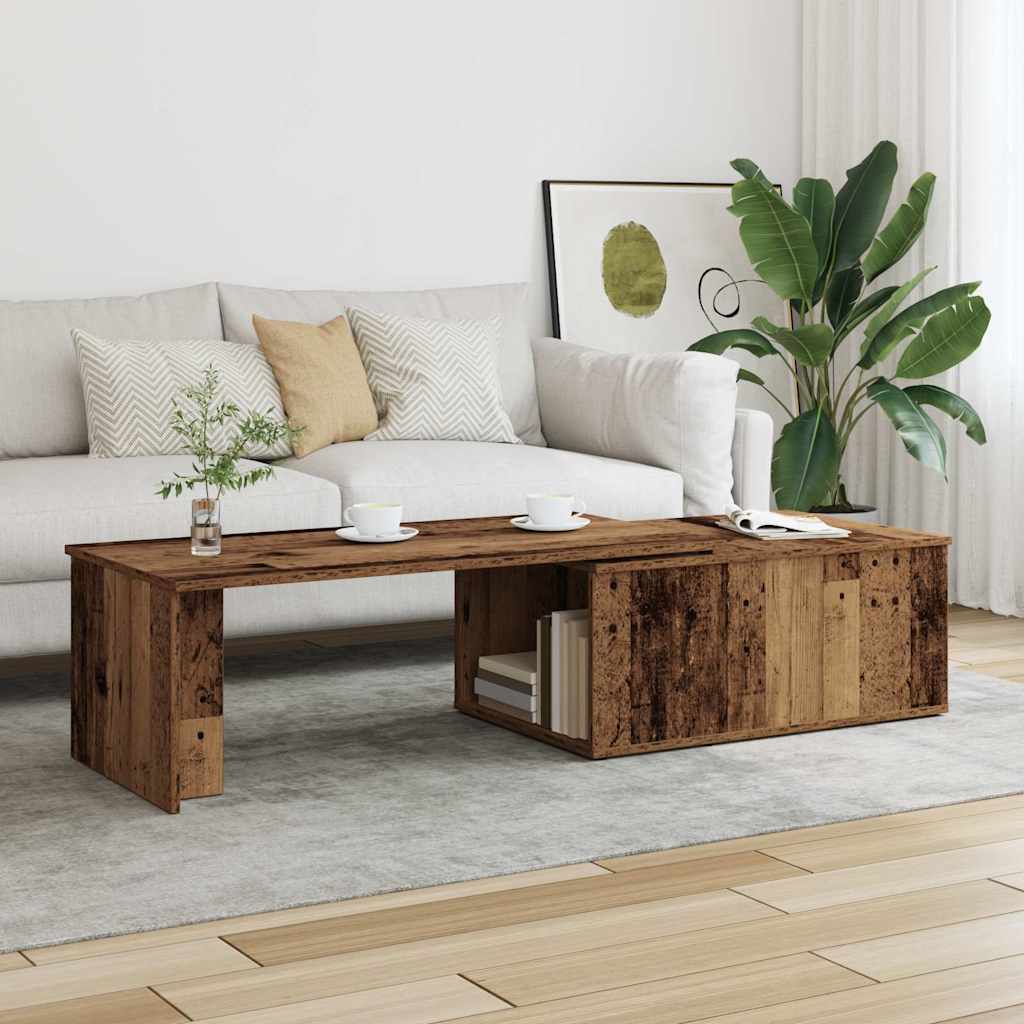 Mesa De Centro Madera Contrachapada Envejecida 150X50X35 Cm