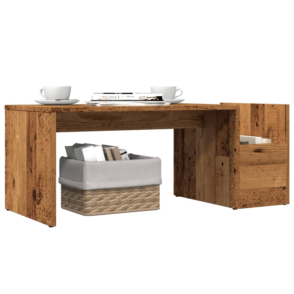 Mesa De Centro Madera Ingeniería Envejecida 90X45X35 Cm