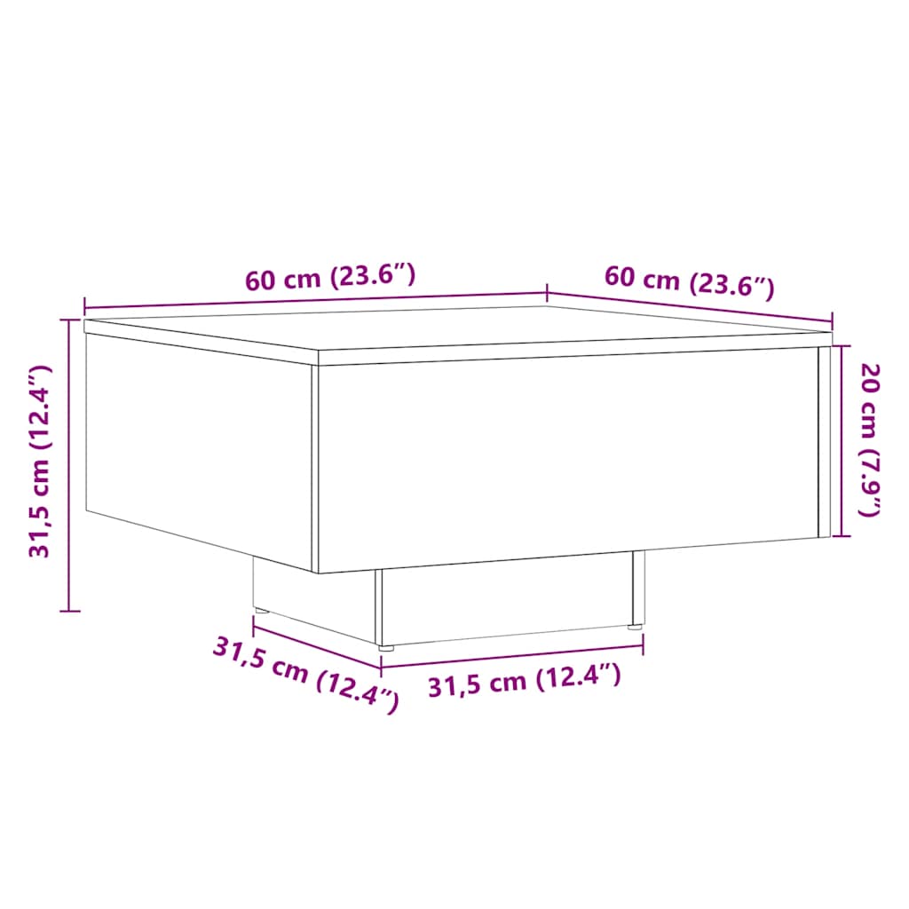 Mesa De Centro Madera De Ingeniería Envejecida 60X60X31,5 Cm
