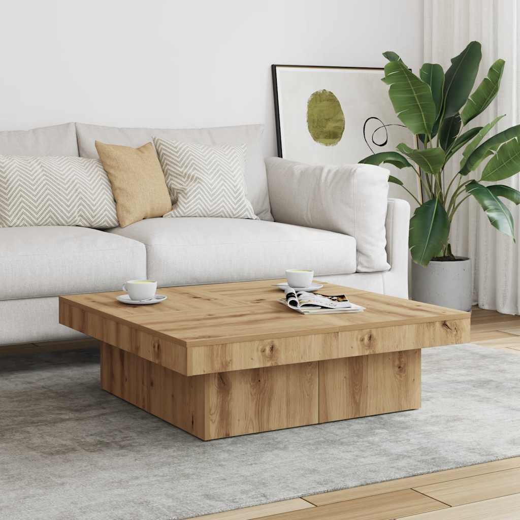 Mesa De Centro Madera De Ingeniería Envejecida 90X90X28 Cm