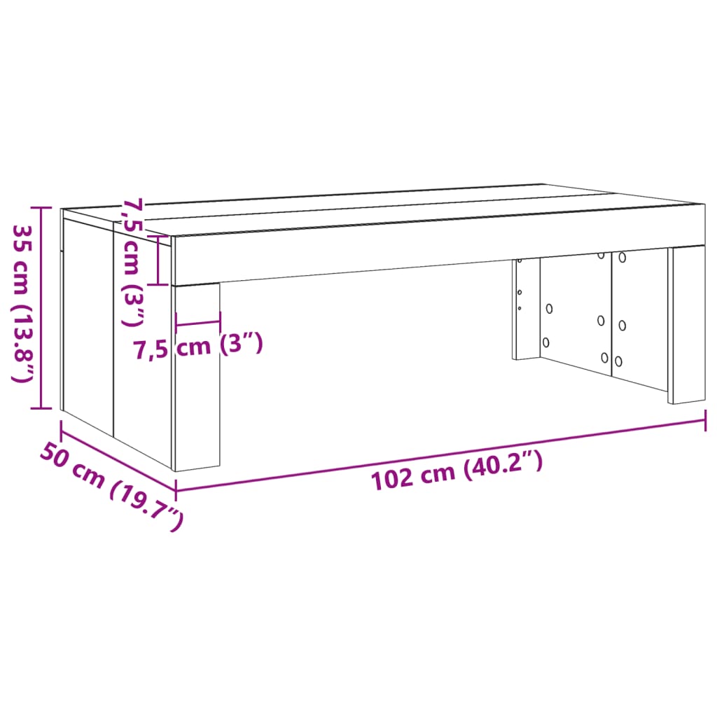 Mesa De Centro Madera De Ingeniería 102X50X35 Cm