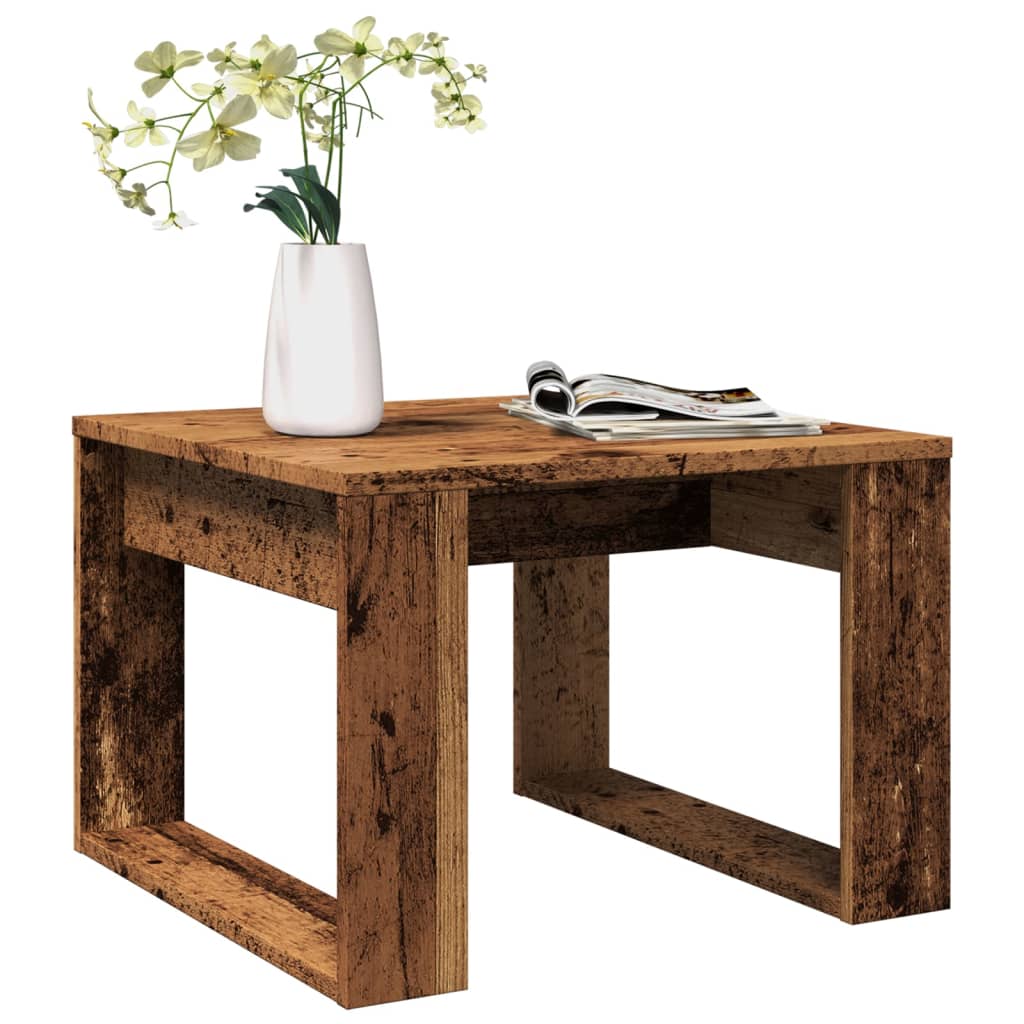 Mesa Auxiliar De Madera De Ingeniería Envejecida 50X50X35 Cm