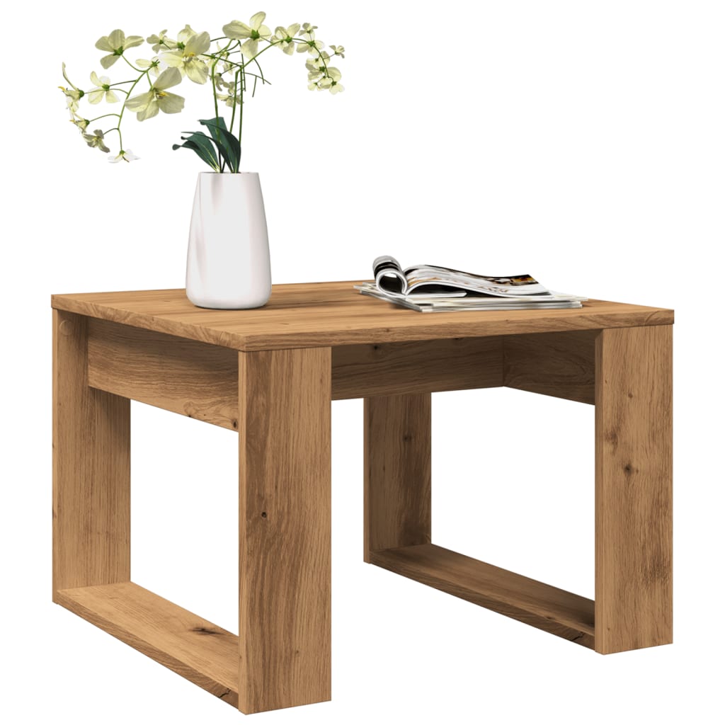 Mesa Auxiliar De Madera De Ingeniería Envejecida 50X50X35 Cm
