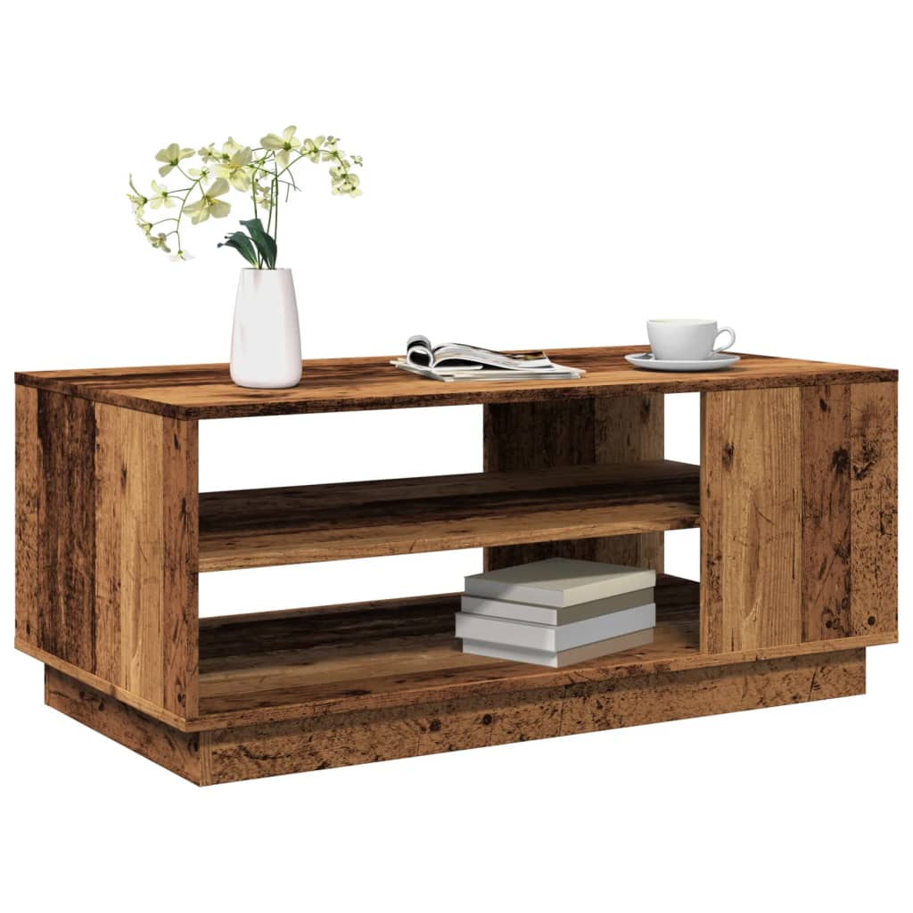 Mesa De Centro Madera Ingeniería Madera Envejecida 55X55X42 Cm