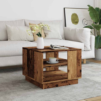 Mesa De Centro Madera Ingeniería Madera Envejecida 55X55X42 Cm