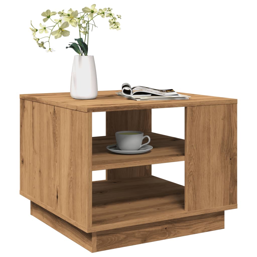 Mesa De Centro Madera Ingeniería Madera Envejecida 55X55X42 Cm