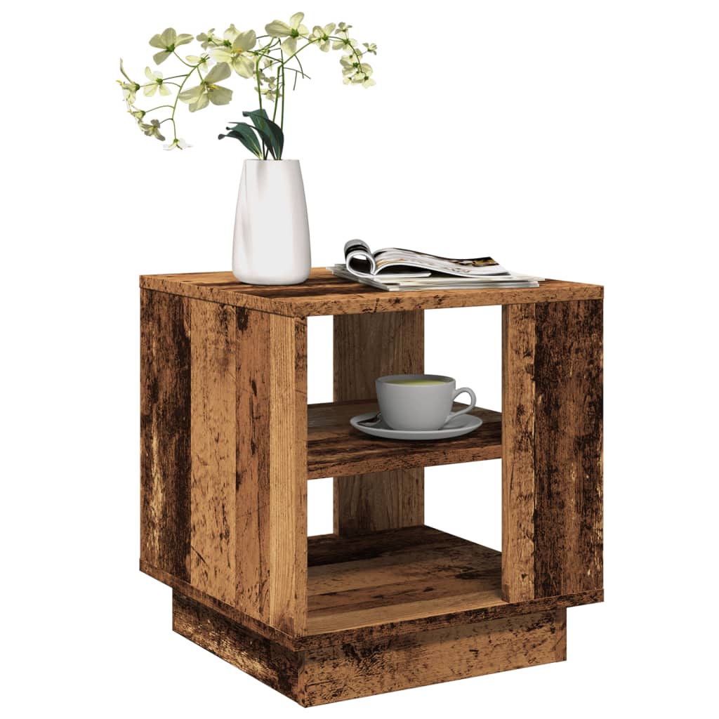 Mesa De Centro Madera Ingeniería Madera Envejecida 55X55X42 Cm