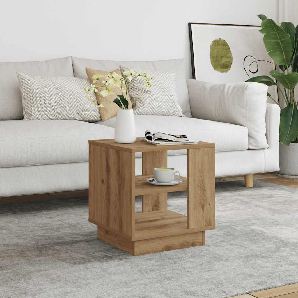 Mesa De Centro Madera Ingeniería Madera Envejecida 55X55X42 Cm
