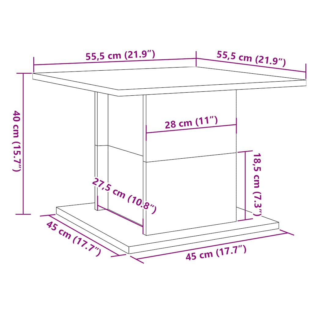 Mesa De Centro Madera Ingeniería 55,5X55,5X40 Cm