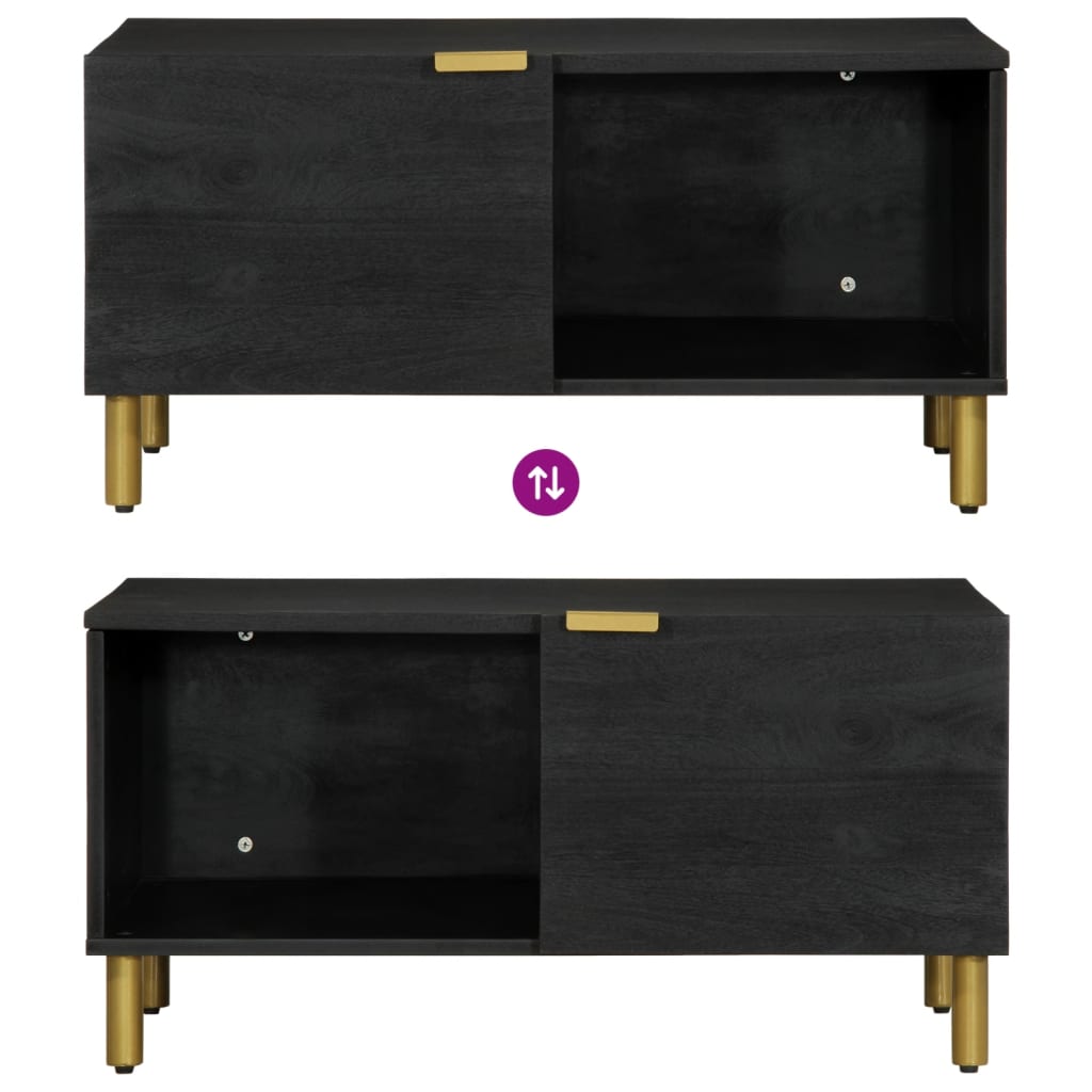 Mesa De Centro Madera Contrachapada Negro 80X50X40 Cm