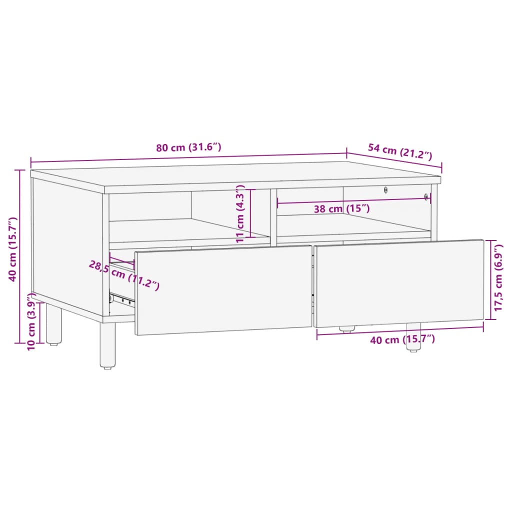 Mesa De Centro Madera De Ingeniería Negra 80X54X40 Cm