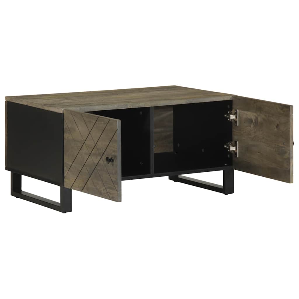 Mesa De Centro Madera Maciza De Mango Negra 80X50X40 Cm