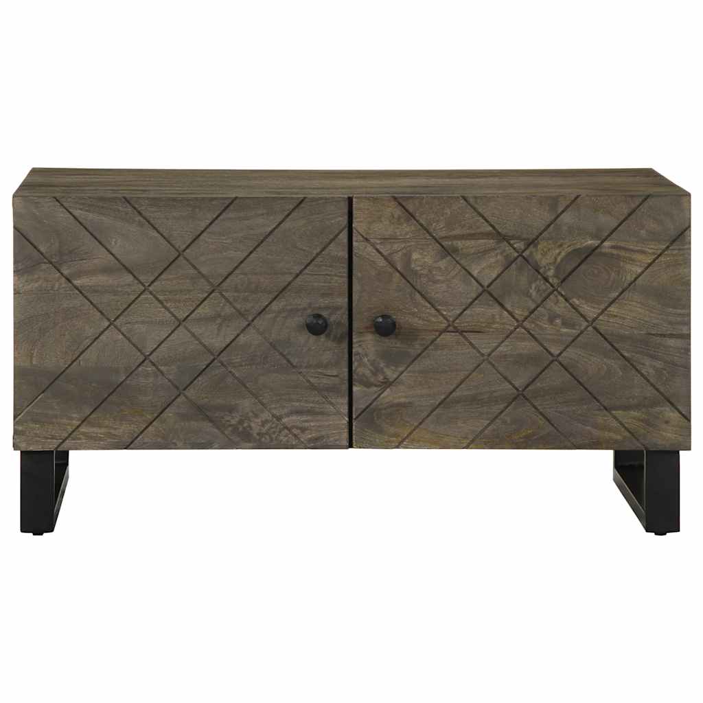Mesa De Centro Madera Maciza De Mango Negra 80X50X40 Cm