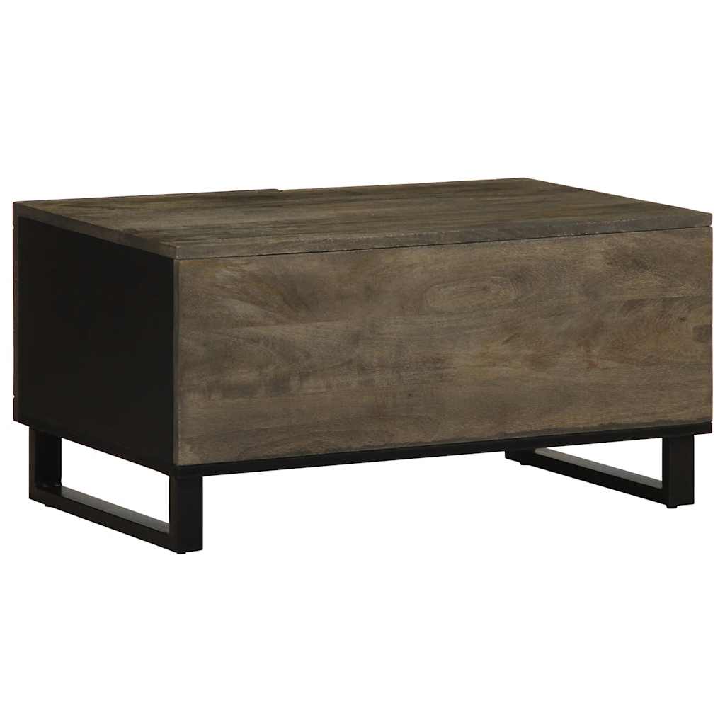 Mesa De Centro Madera Maciza De Mango Negra 80X50X40 Cm