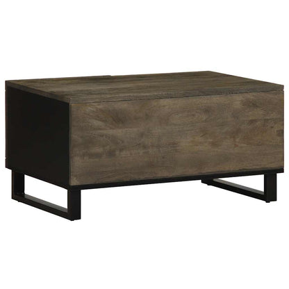 Mesa De Centro Madera Maciza De Mango Negra 80X50X40 Cm
