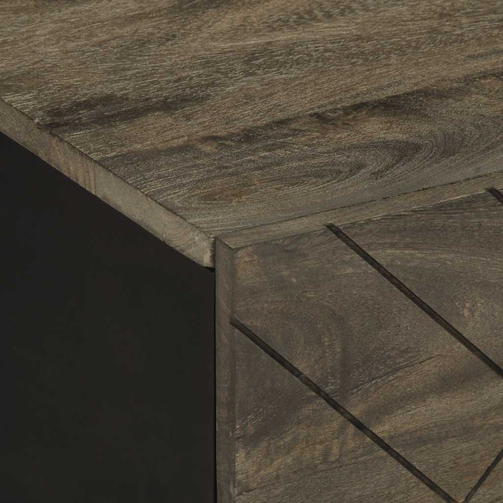 Mesa De Centro Madera Maciza De Mango Negra 80X50X40 Cm