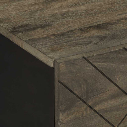 Mesa De Centro Madera Maciza De Mango Negra 80X50X40 Cm
