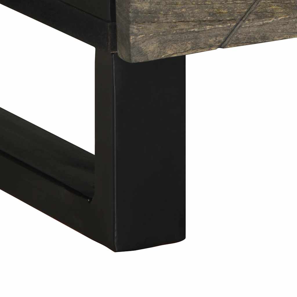 Mesa De Centro Madera Maciza De Mango Negra 80X50X40 Cm