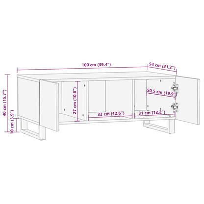 Mesa De Centro Madera Maciza De Mango Negra 100X54X40 Cm
