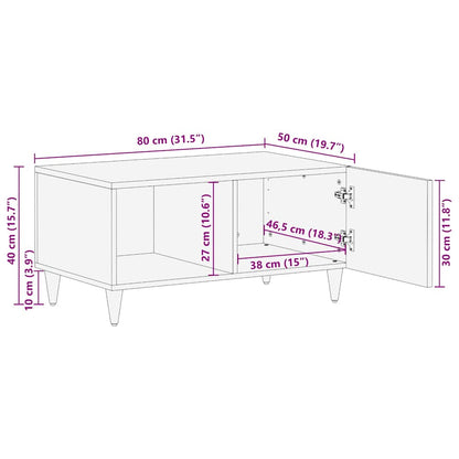 Mesa De Centro De Madera Maciza De Mango Gris Claro 80X50X40 Cm