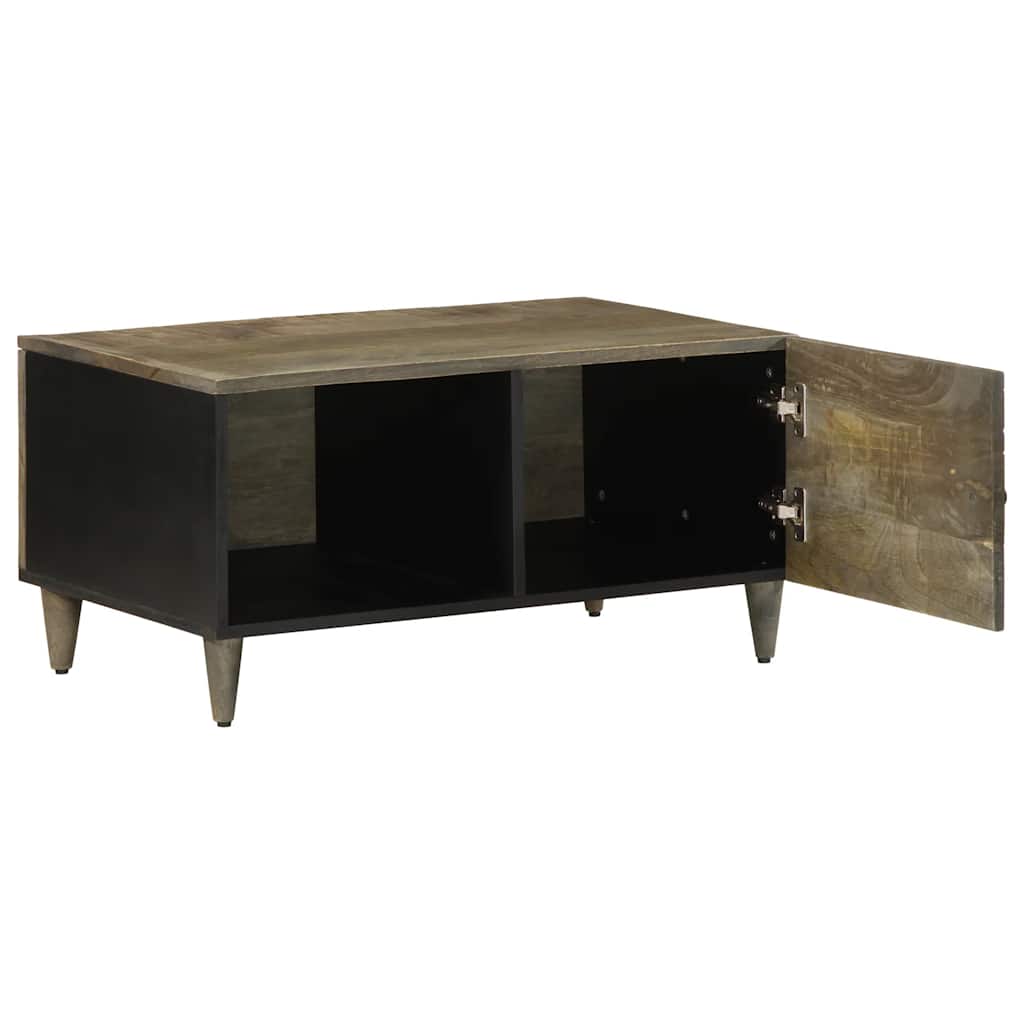 Mesa De Centro De Madera Maciza De Mango Gris Claro 80X50X40 Cm